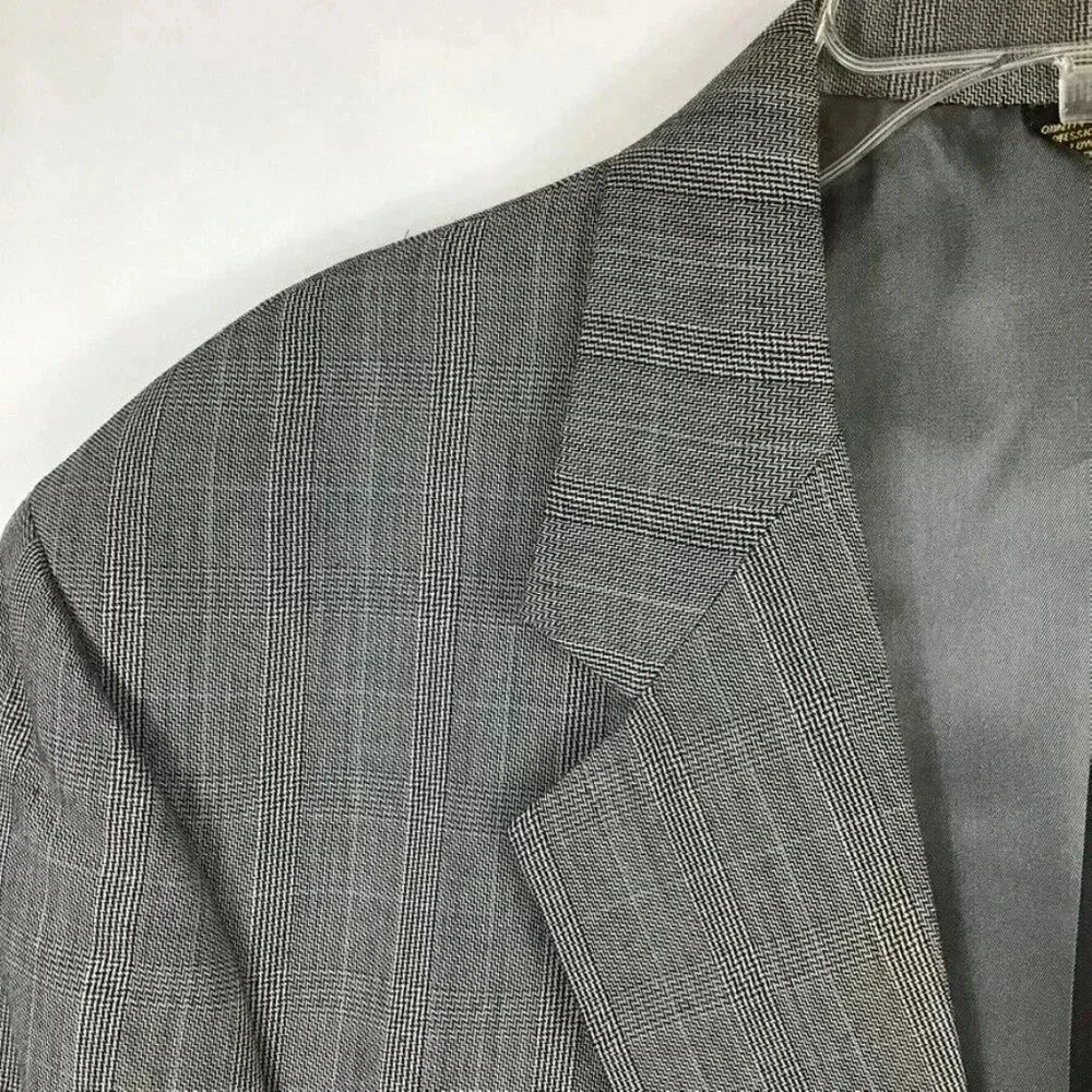 Vintage Men's Palm Beach Suit Jacket Blazer 44L Gray Houndstooth Wool Union Made - Picture 5 of 11